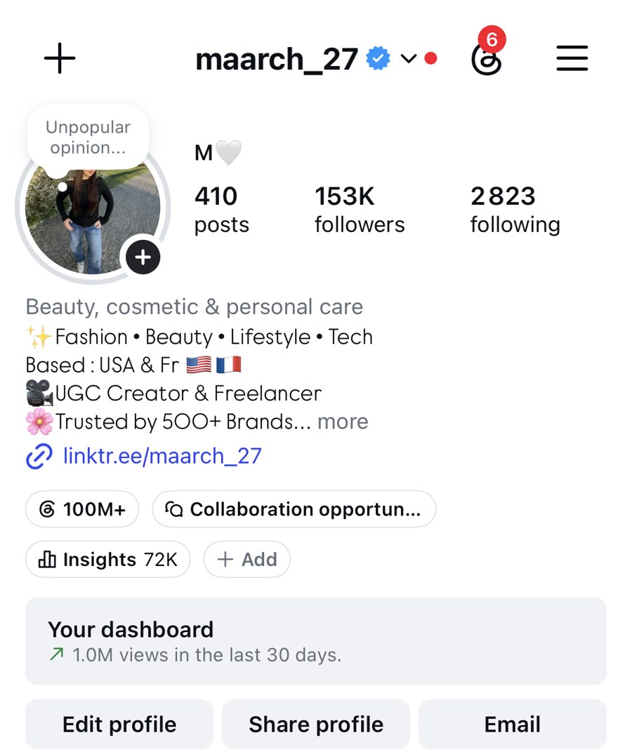Instagram profile