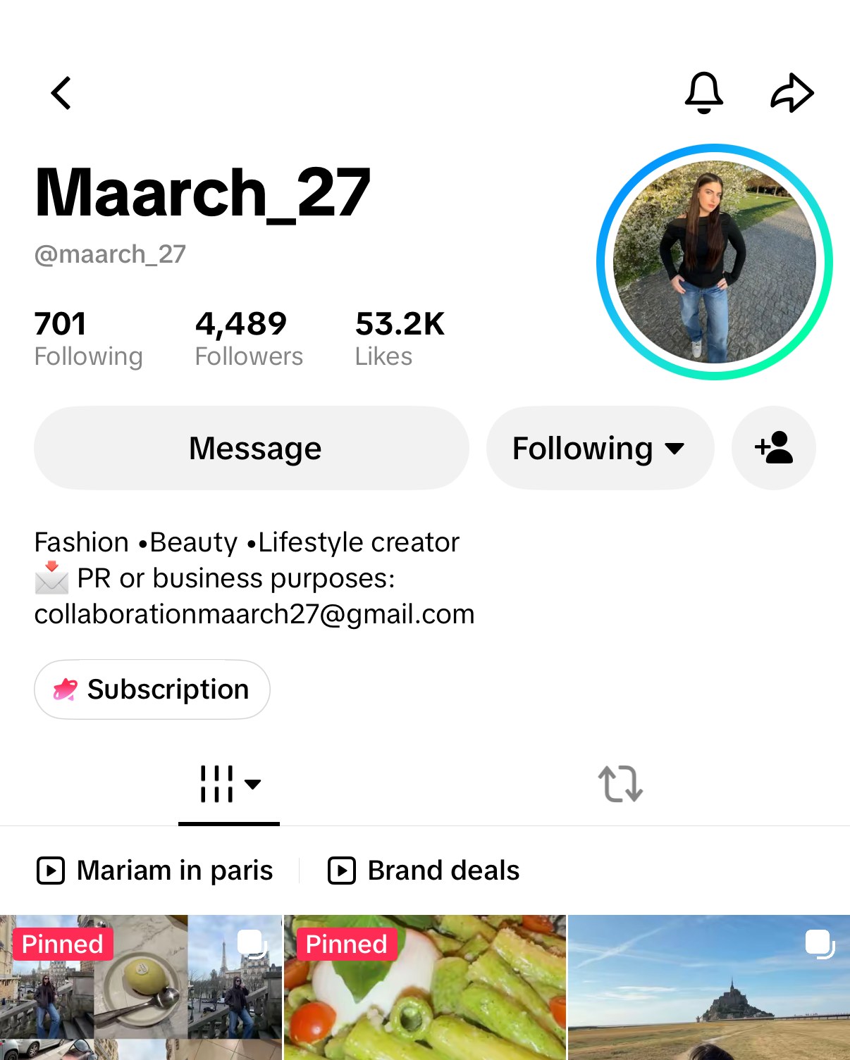 TikTok profile